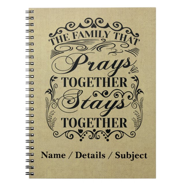 Carnet Family Prays Together Stays Bible Saying (Devant)