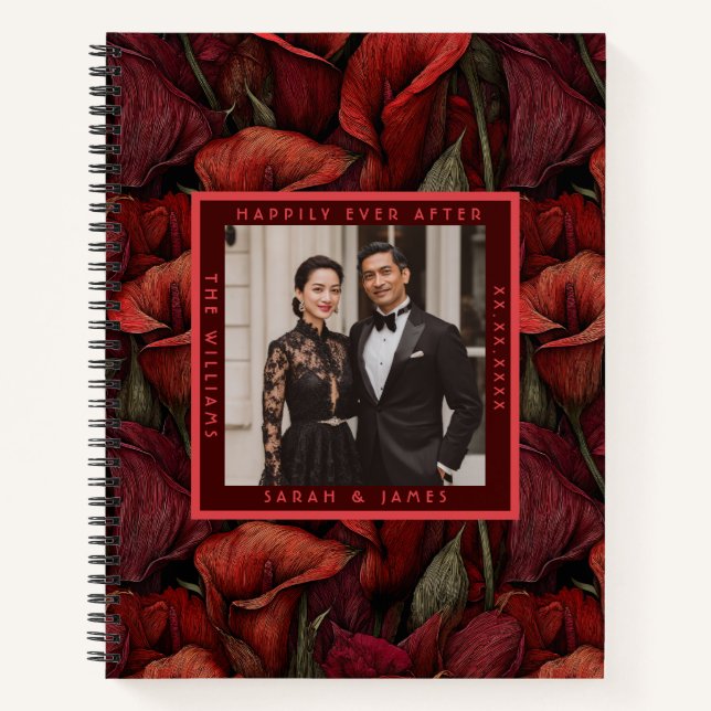 Carnet Fancy Red Calla Lilies esthétique Campagne Mariage (Devant)