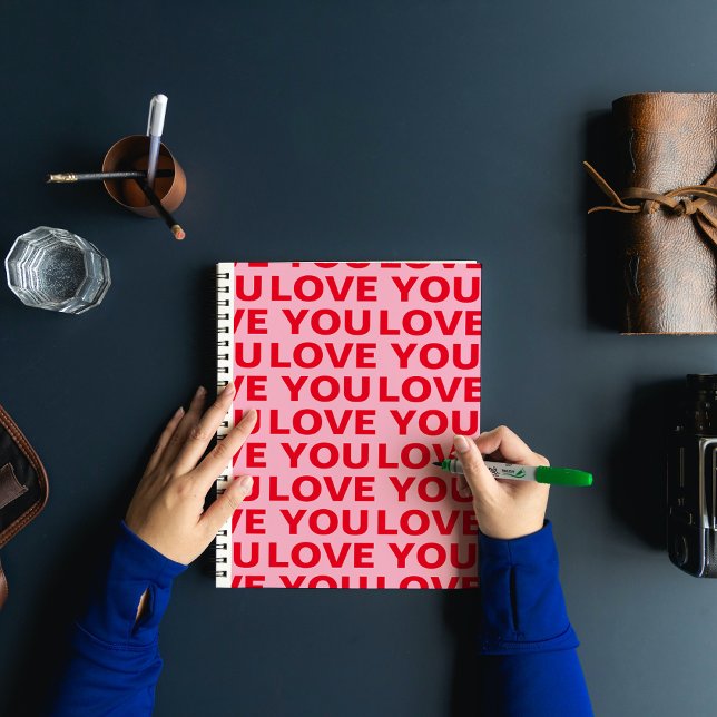 Carnet Fancy Romantic Rouge & Rose Amour Vous Motif (Créateur téléchargé)