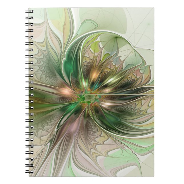 Carnet Fantaisie Abstraite Moderne Fleur Fractale Colorée (Devant)