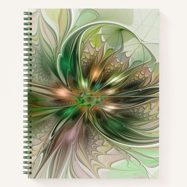 Carnet Fantaisie Abstraite Moderne Fleur Fractale Colorée (Devant)