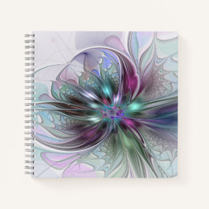 Carnet Fantaisie Abstraite Moderne Fleur Fractale Colorée