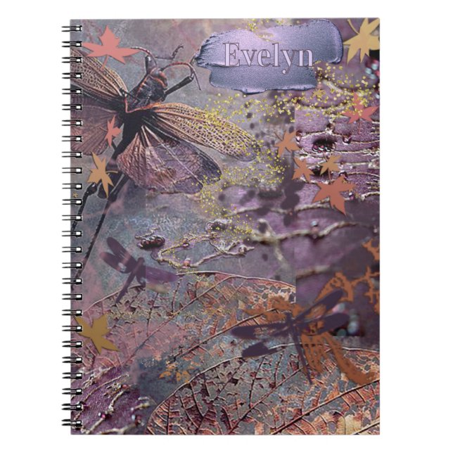 Carnet Fantaisie de collage violet automnal (Devant)