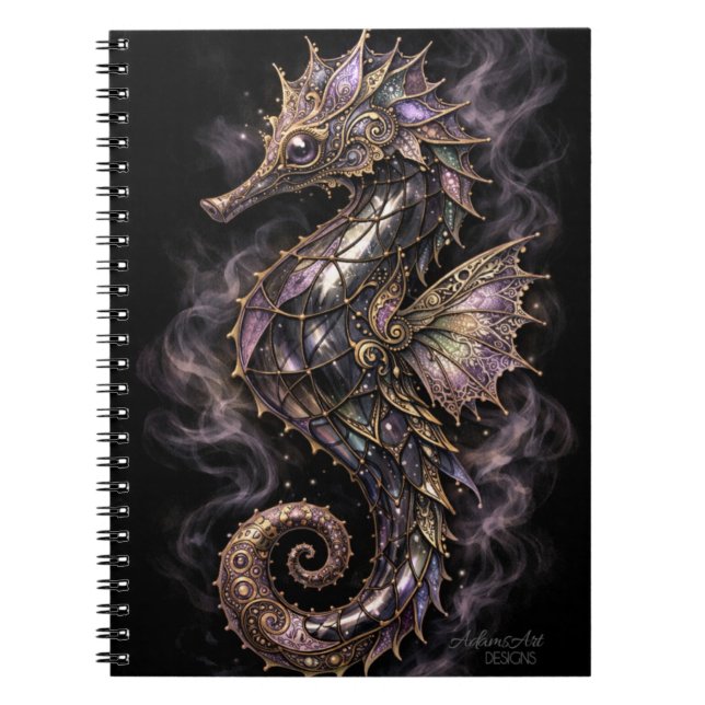 Carnet Fantaisie de hippocampe cosmique orné (Devant)