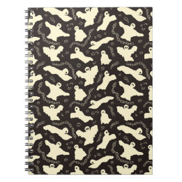 Carnet Fantasmes crémeux - Motif d'Halloween.