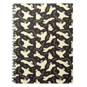 Carnet Fantasmes crémeux - Motif d'Halloween.