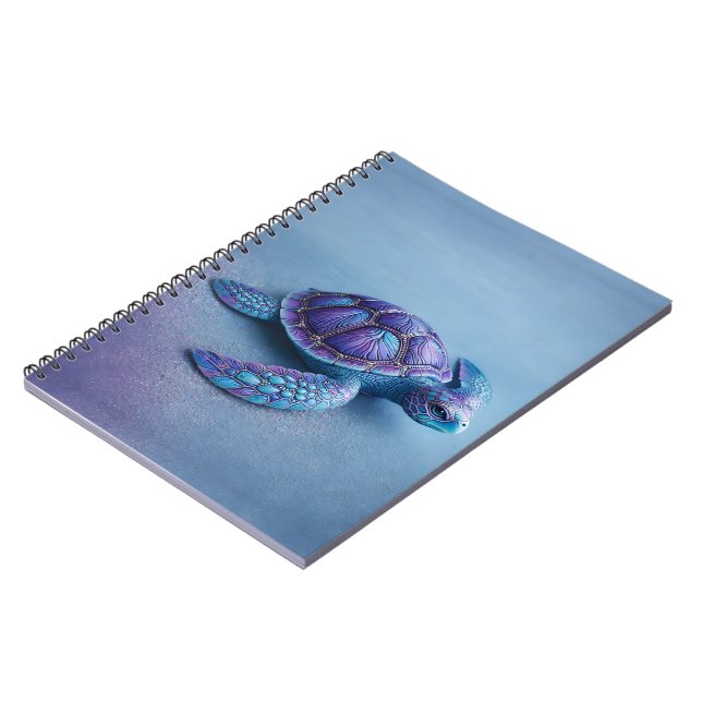 Carnet Fantasy Sea Turtle in Blue & Purple, Peaceful  (Côté gauche)