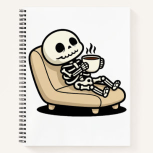 Carnet Faucheuse drôle en train de boire du café "Mort