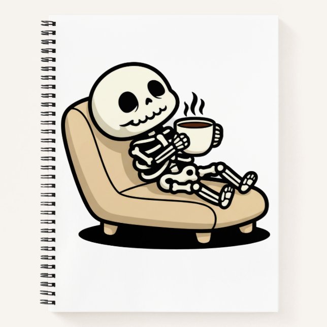 Carnet Faucheuse drôle en train de boire du café | "Mort  (Devant)