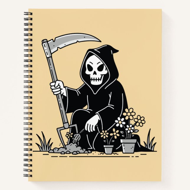 Carnet Faucheuse jardinant des fleurs (Devant)