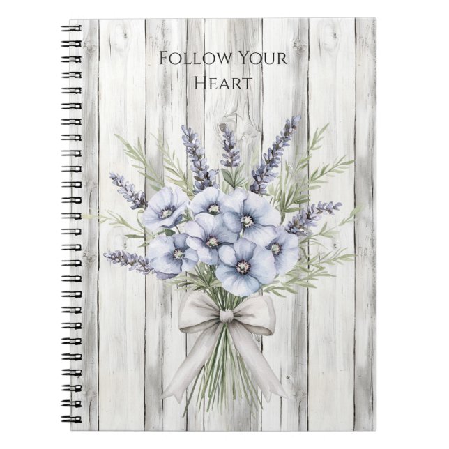 Carnet Fausse Iris Florale Violette en Bois (Devant)