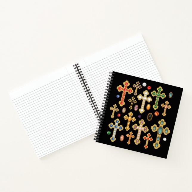 Carnet Faux Birthstone Croix et Perdre Gems sur Black (Intérieur)