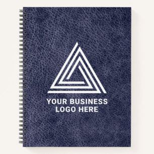 Carnet Faux cuir bleu minuit moderne logo d'entreprise
