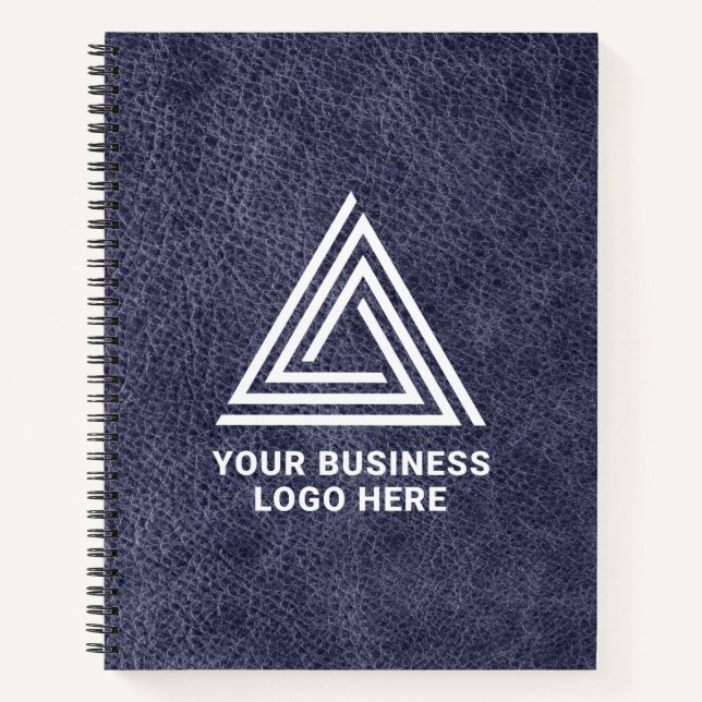 Carnet Faux cuir bleu minuit moderne logo d'entreprise (Devant)
