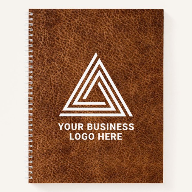 Carnet Faux cuir marron moderne Logo d'entreprise (Devant)