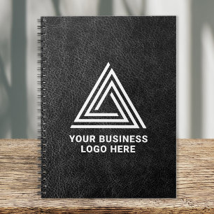 Carnet Faux cuir noir moderne Logo d'entreprise