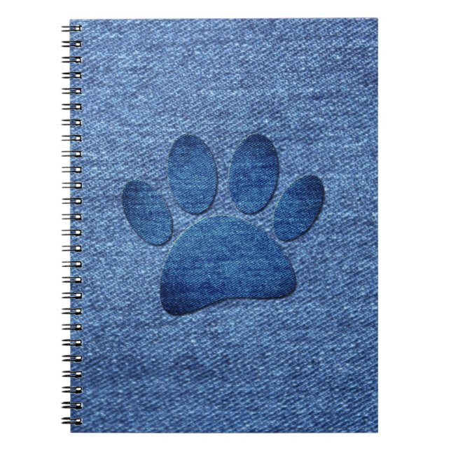 Carnet Faux Denim Jean Empreinte de Patte de Chien  (Devant)