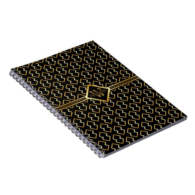 Carnet Faux Gold Axis Monogram – Noir & Or (Côté Droit)