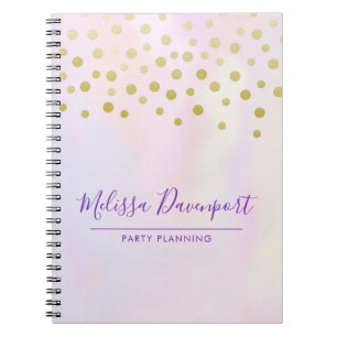 Carnet Faux Gold Confetti sur Purple Aquarelle