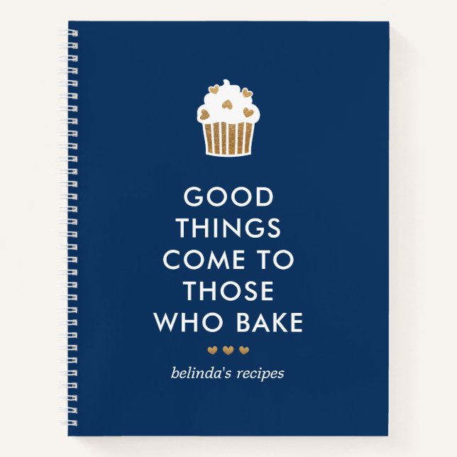 Carnet Faux Gold Cupcake Blue Good Things Baking Recette (Devant)