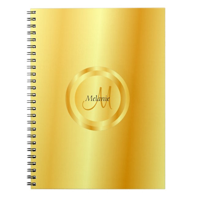 Carnet Faux Gold Elegant Modèle moderne tendance Monogram (Devant)