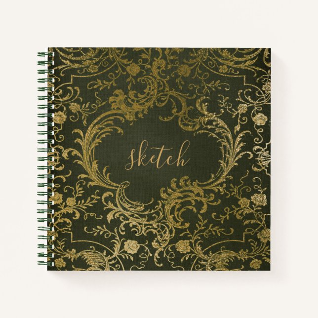 Carnet Faux Gold et green gothique Sketchbook (Devant)