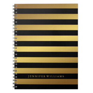 Carnet Faux Gold Foil et Black Stripes