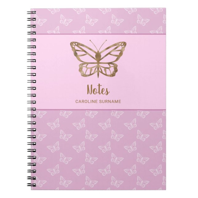 Carnet Faux Gold Foil Look Papillon sur Lavender Purple (Devant)