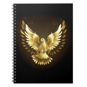 Carnet Faux Gold Foil Peace Dove en noir