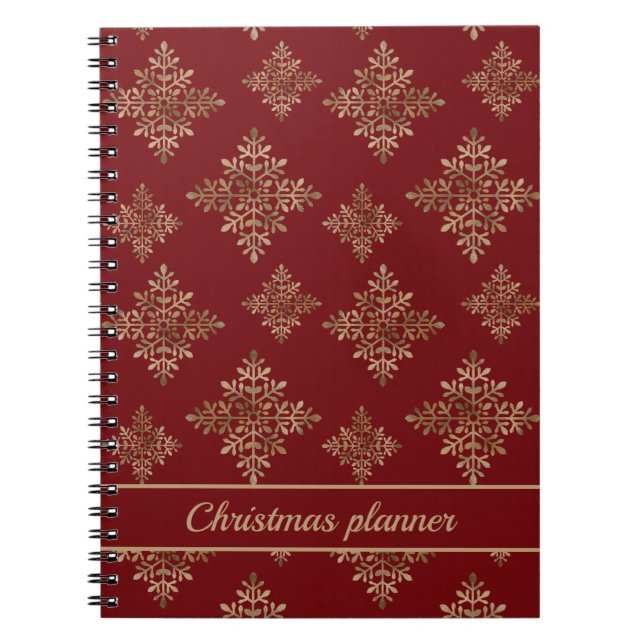 Carnet Faux Golden Foil Snowflakes Sur Rouge (Pas Vrai Fo (Devant)