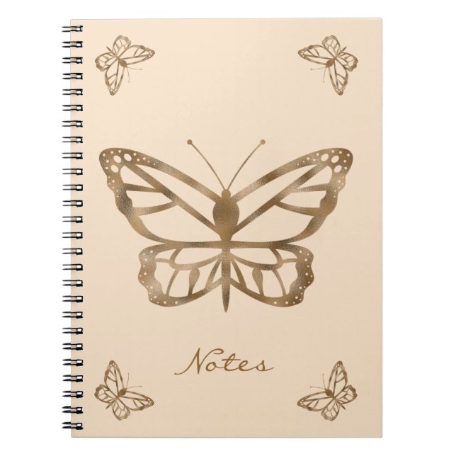 Carnet Faux Golden Yellow Foil Papillons & Texte (Devant)