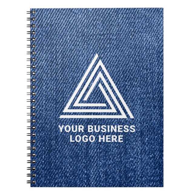 Carnet Faux Jean Bleu Denim Moderne Logo d'entreprise (Devant)