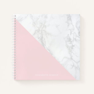 Carnet Faux Marbre à Accent rose-Bleu Personnalisé