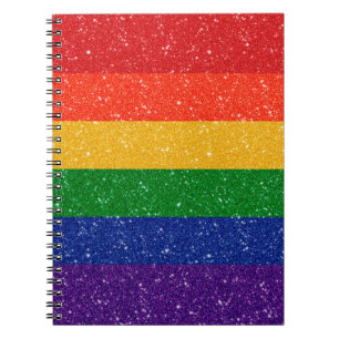 Carnet Faux Parties scintillant LGBTQ Pride Arc en ciel