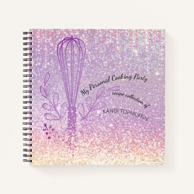 Carnet Faux parties scintillant whisk recette personnalis (Devant)