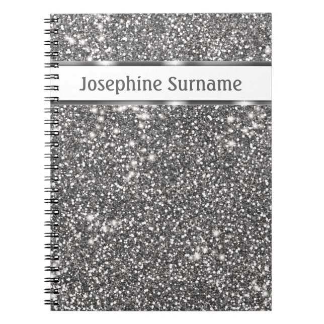 Carnet Faux Texture Pailleté Argent Regard & Texte Person (Devant)