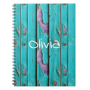 Carnet Faux Wood violet et bleu turquoise