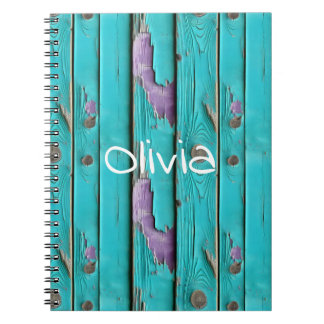 Carnet Faux Wood violet et bleu turquoise