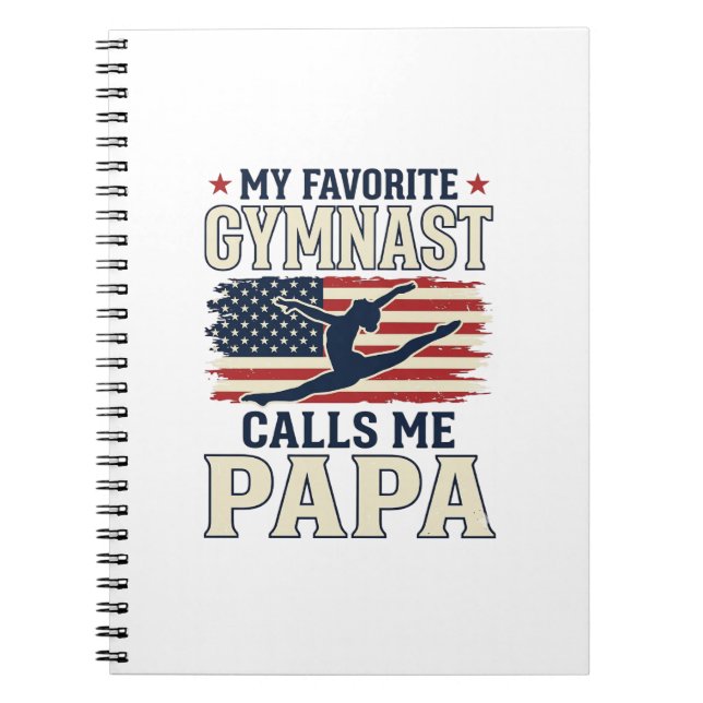 Carnet Favorite Gymnast Calls Me Papa Patriotic Vintage S (Devant)