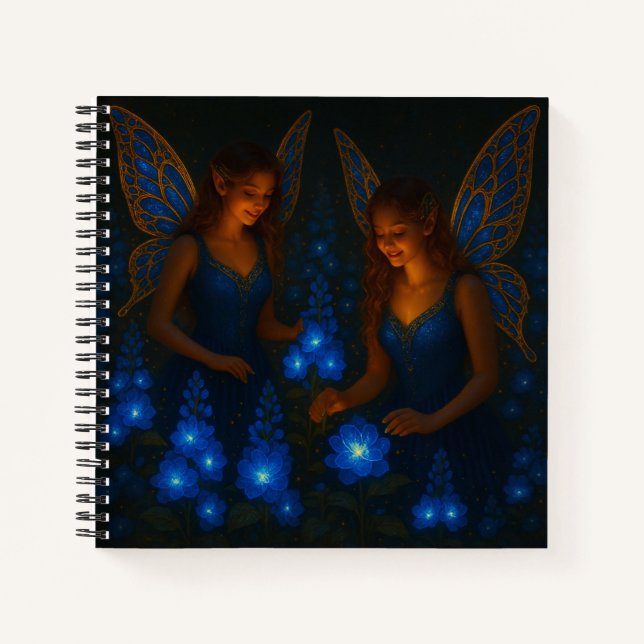 Carnet Fée Bleue Calme Fantaisie Florale Paisible (Devant)