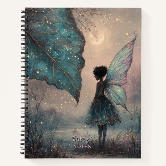 Carnet Fée de feuille enchantée au clair de lune Aquarell (Devant)