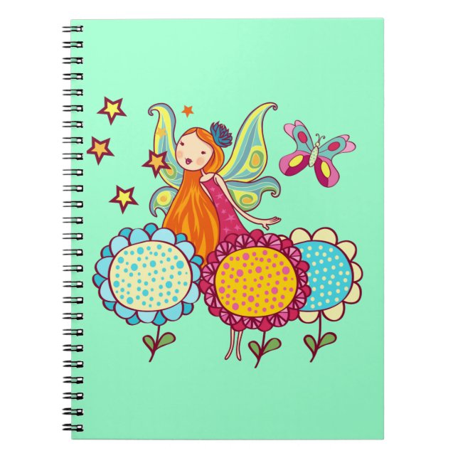Carnet Fée de jardin avec des fleurs (Devant)
