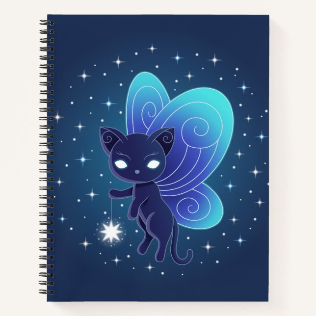Carnet Fée Étoilée de Nuit Chat Pixie (Devant)