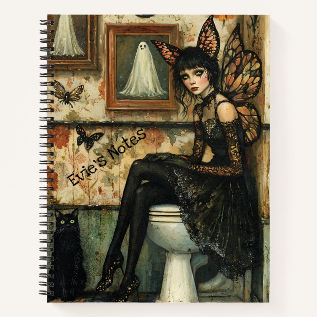 Carnet Fée gothique vintage sur Toilette Halloween Custom (Devant)