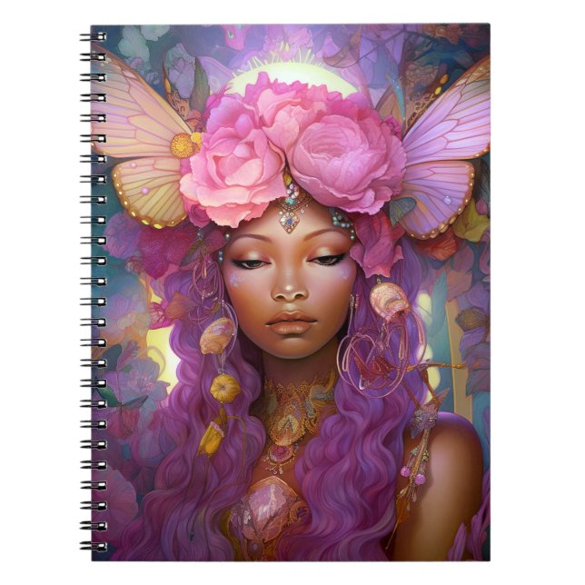 Carnet Fée noire Queen rose violet Imaginaire Art (Devant)