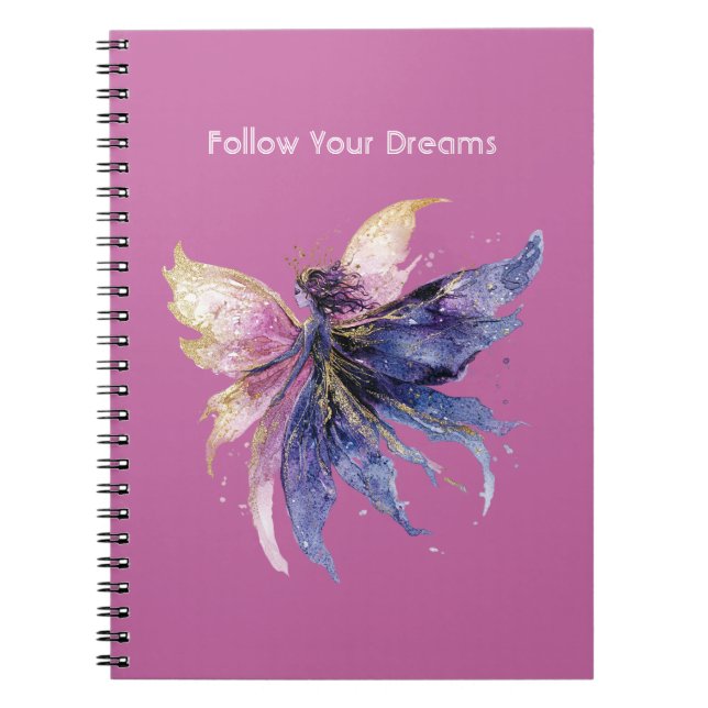 Carnet Fée Or Rose Crème Violette (Devant)
