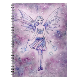 Carnet Fée violette dans l'illustration de fantaisie des