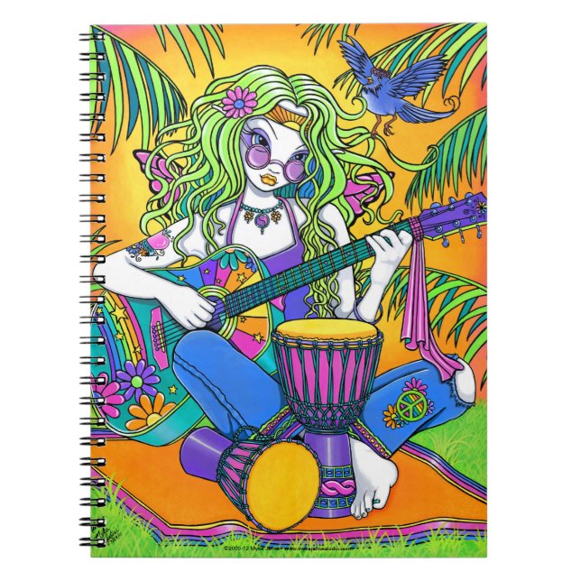 Carnet féerique hippie de guitare d'arc-en-ciel de (Devant)
