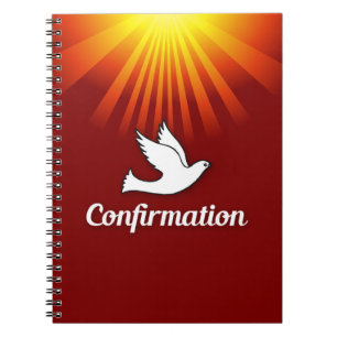 Carnet Félicitations Confirmation Colombe avec Or/Rouge