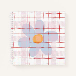 Carnet Féminin floral avec fond écossais Rose moderne